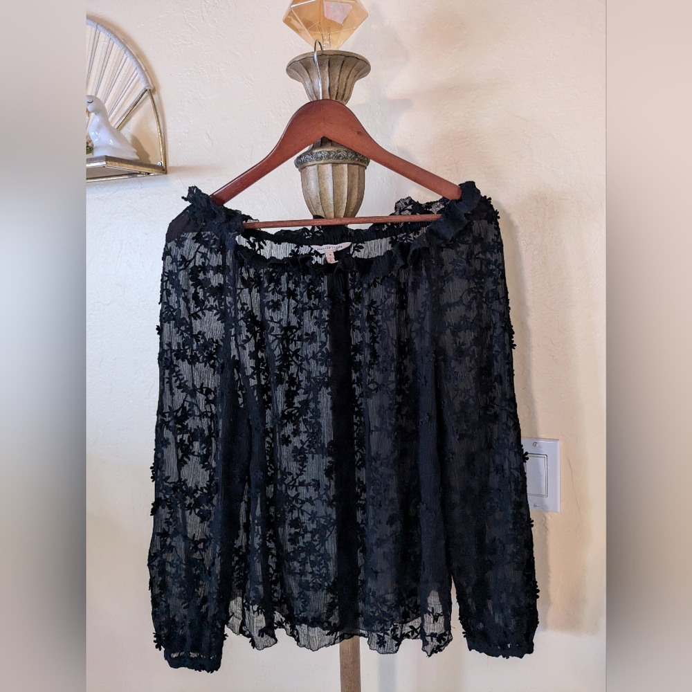 Rebecca Taylor Elegant Black Lace Blouse 8
